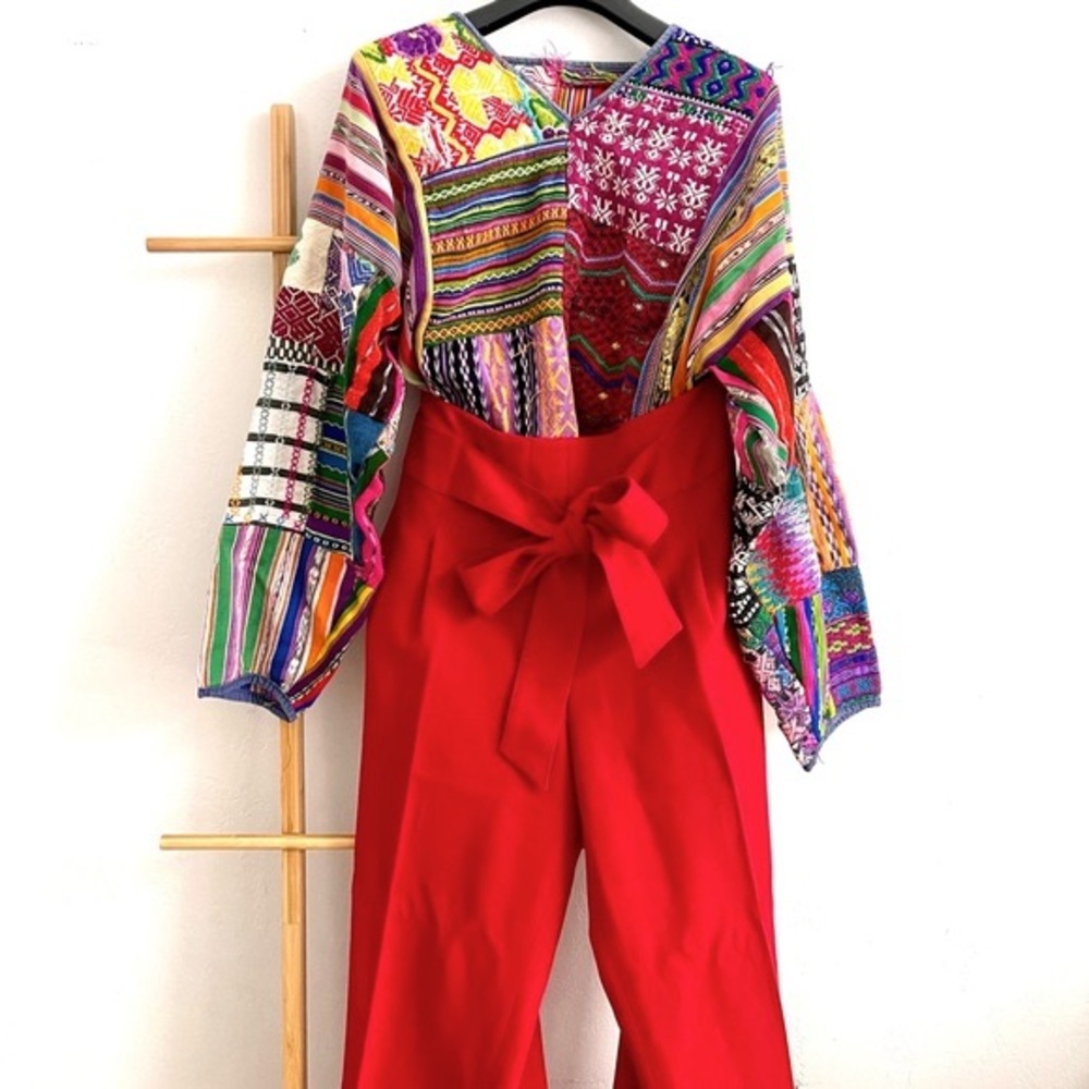 Vintage Handmade Baja Kantha Boho Oversized Patchwork Free People Style Top